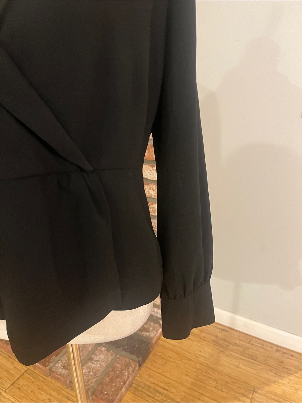 J. Crew Black PTP 22 Wrap Blouse with Peplum Hem - Picture 4 of 7